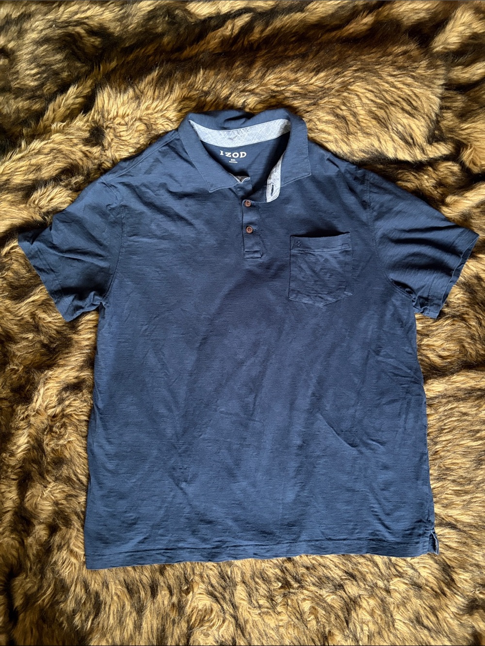 Izod Navy Short-Sleeve Polo with Chest Pocket 100% Cotton Size XXL